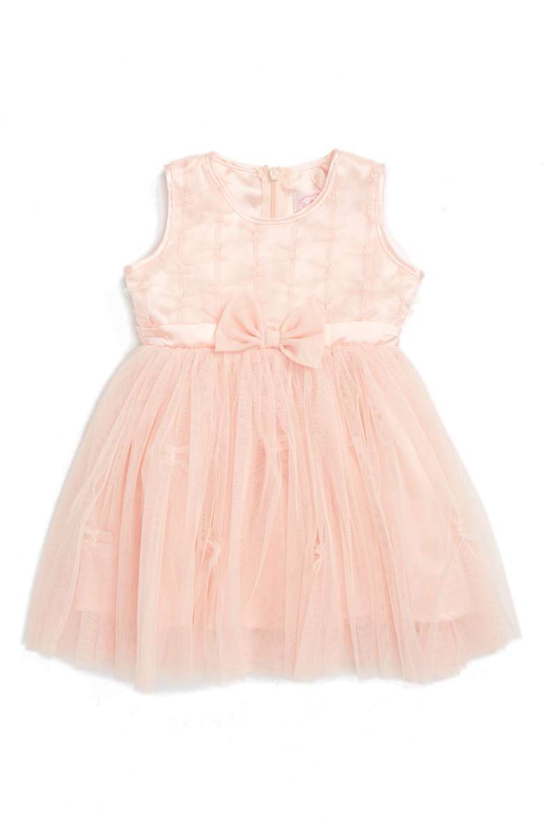 POPATU Sleeveless Tulle Dress Peach baby girls dresses under $50 dollars