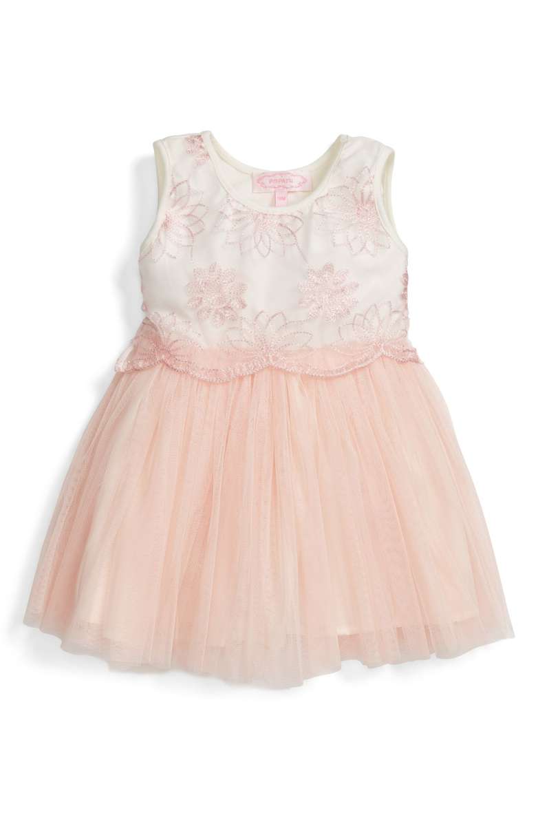 Popatu Embroidered Tulle Dress Peach baby girls dresses under 50 dollars nordstrom
