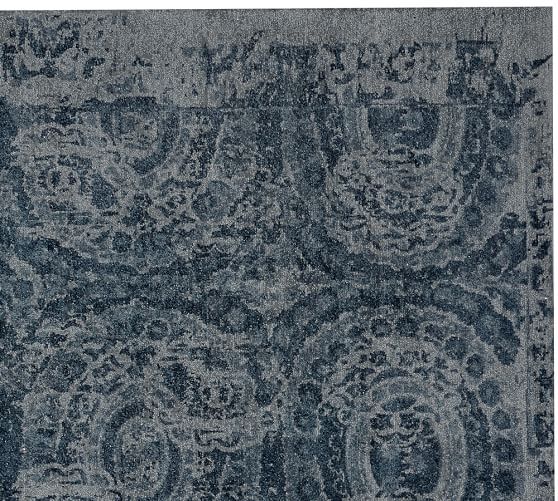 Pottery Barn BOSWORTH PRINTED WOOL RUG - BLUE pottery barn premier day sale