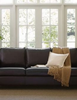 Pottery Barn CAMERON ROLL ARM LEATHER SOFA mega sale