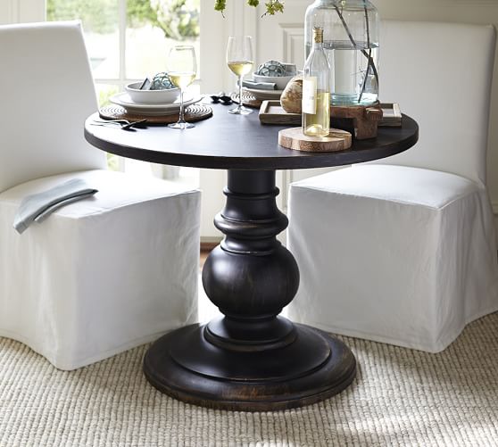 Pottery Barn DAWSON LARGE PEDESTAL TABLE Weathered Black pottery barn mega sale