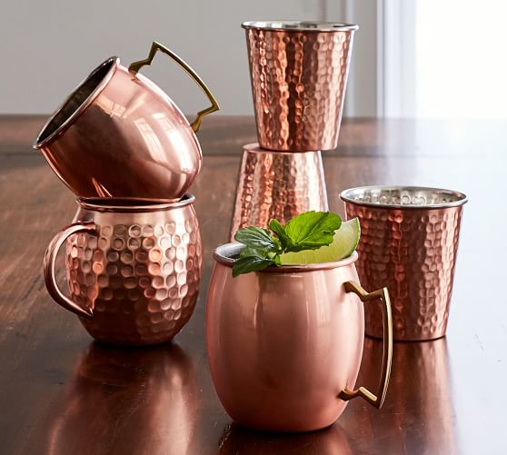 Pottery Barn HAMMERED COPPER MOSCOW MULE MUG, SET OF 2 pottery barn premier sale 
