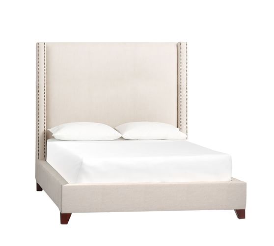Pottery Barn HARPER UPHOLSTERED TALL BED & HEADBOARD Nailhead Trim premier sale