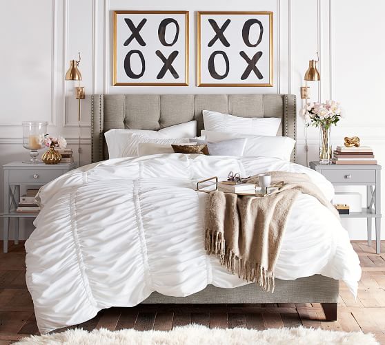 Pottery Barn HARPER UPHOLSTERED TUFTED LOW BED & HEADBOARD Eco-Friendly pottery barn buy more save more sale labor day