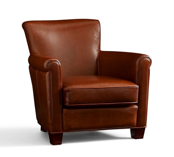 Pottery Barn IRVING LEATHER ARMCHAIR Bourbon pottery barn premier sale 599