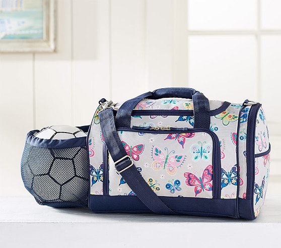 Pottery Barn Kids Mackenzie Gray Rainbow Butterfly Sports Duffle Bag