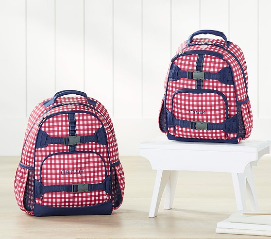 Pottery Barn Kids Mackenzie Red & Navy Gingham Backpack sale