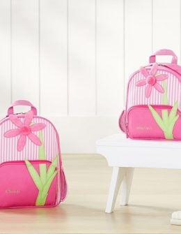 Pottery Barn Kids Striped Critter Pink Daisy Backpack pottery barn kids backpacks sale