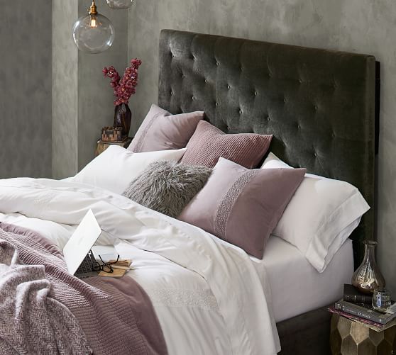 Pottery Barn LORRAINE TUFTED TALL BED & HEADBOARD pottery barn premier sale august 25 2017