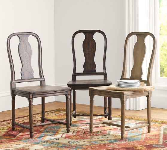 Pottery Barn MABRY SIDE CHAIR belgian gray hewn oak rustic brown premier sale august 25 2017