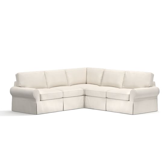 Pottery Barn PB BASIC SLIPCOVERED 2 PIECE L SHAPED SECTIONAL Classic Canvas Raffia pottery barn premier sale