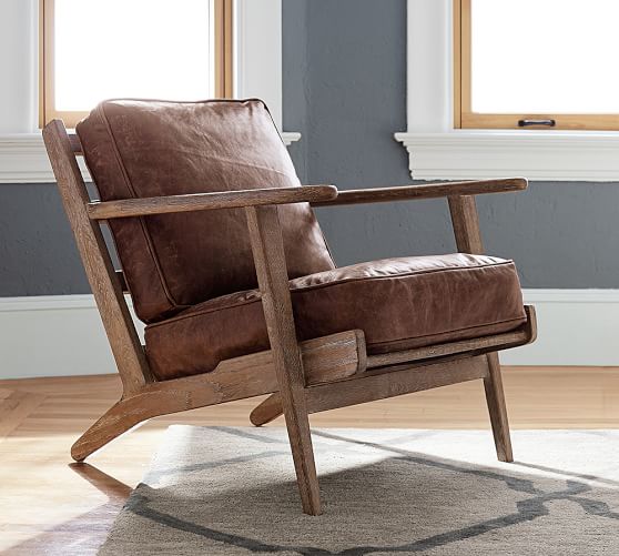 Pottery Barn RAYLAN LEATHER ARMCHAIR pottery barn buy more save more sale labor day