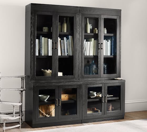 Pottery Barn REYNOLDS GLASS DOOR BOOKCASE pottery barn premier sale