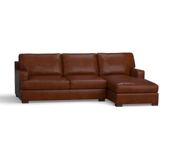 Pottery Barn TOWNSEND SQUARE ARM LEATHER CHAISE SOFA SECTIONAL pottery barn buy more save more sale 2017 labor day 