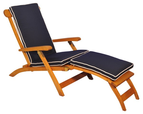 REGAL TEAK Devon Steamer Chair, Navy/Canvas One Kings Lane 20 percent off sale