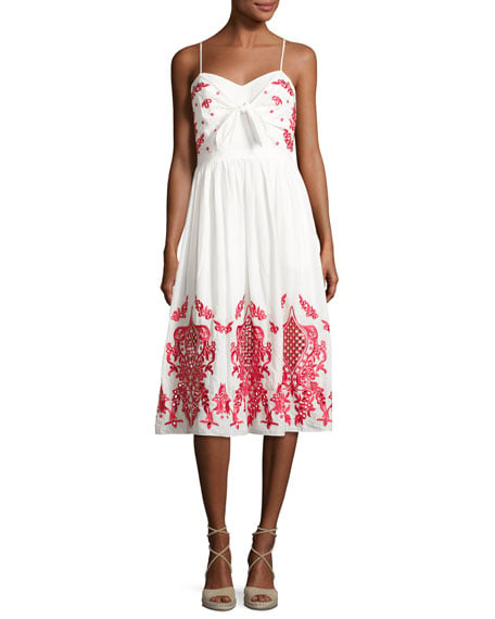 Red Carter Sage Embroidered Cotton Sundress White embroidered sundresses summer 2017