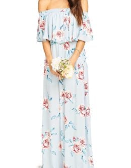 SHOW ME YOUR MUMU Hacienda Convertible Gown Flower Hour Sky ruffle off the shoulder dresses summer 2017
