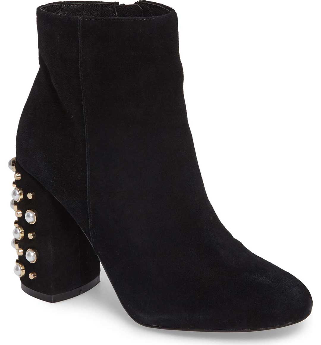 STEVE MADDEN Yvette Embellished Bootie Black Imitation Pearls ankle booties fall 2017