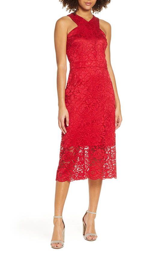 Sam Edelman Lace Midi Dress Red wedding guests women