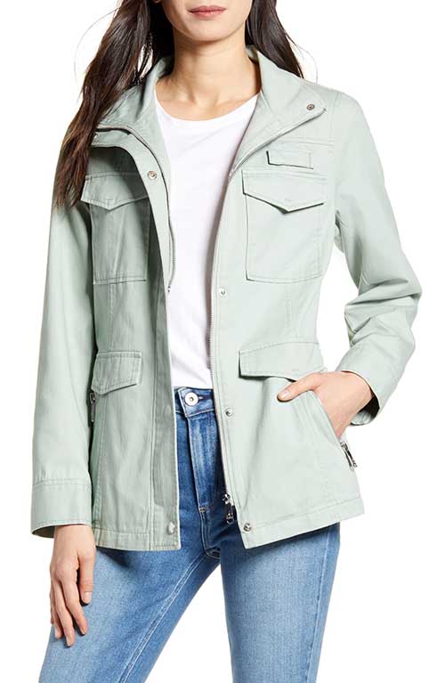 Sam Edelman Safari Cotton Jacket Mint Green women military jackets fall spring