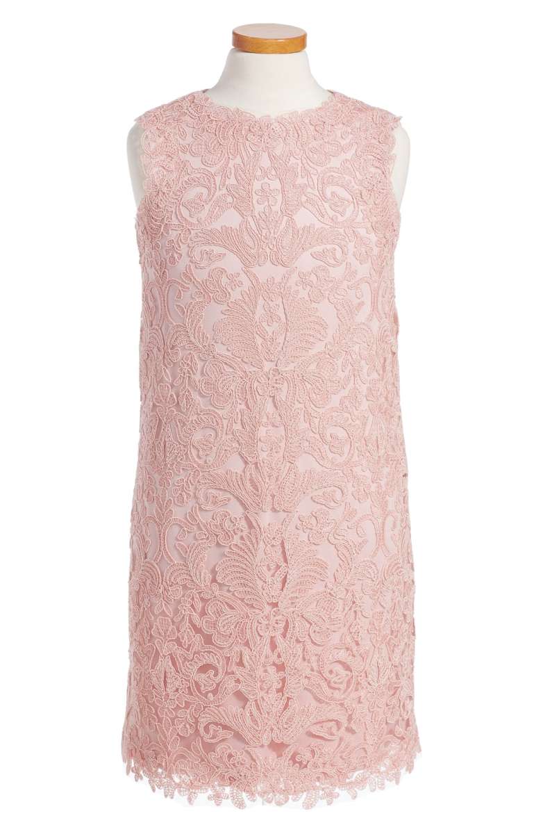 TADASHI SHOJI Embroidered Sheath Dress Pink Shadow toddler girls dresses back to school 2017