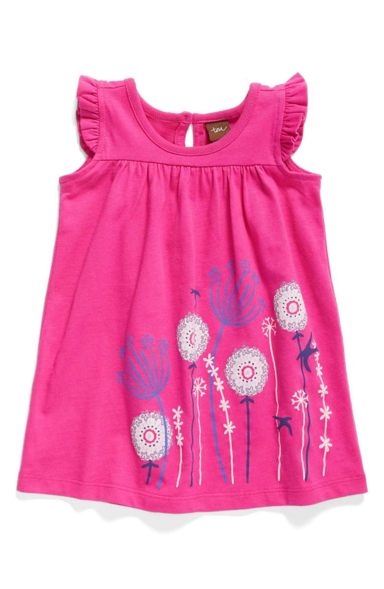 TEA COLLECTION Graphic Knit Dress Flamingo Pink baby girls dresses summer 2017