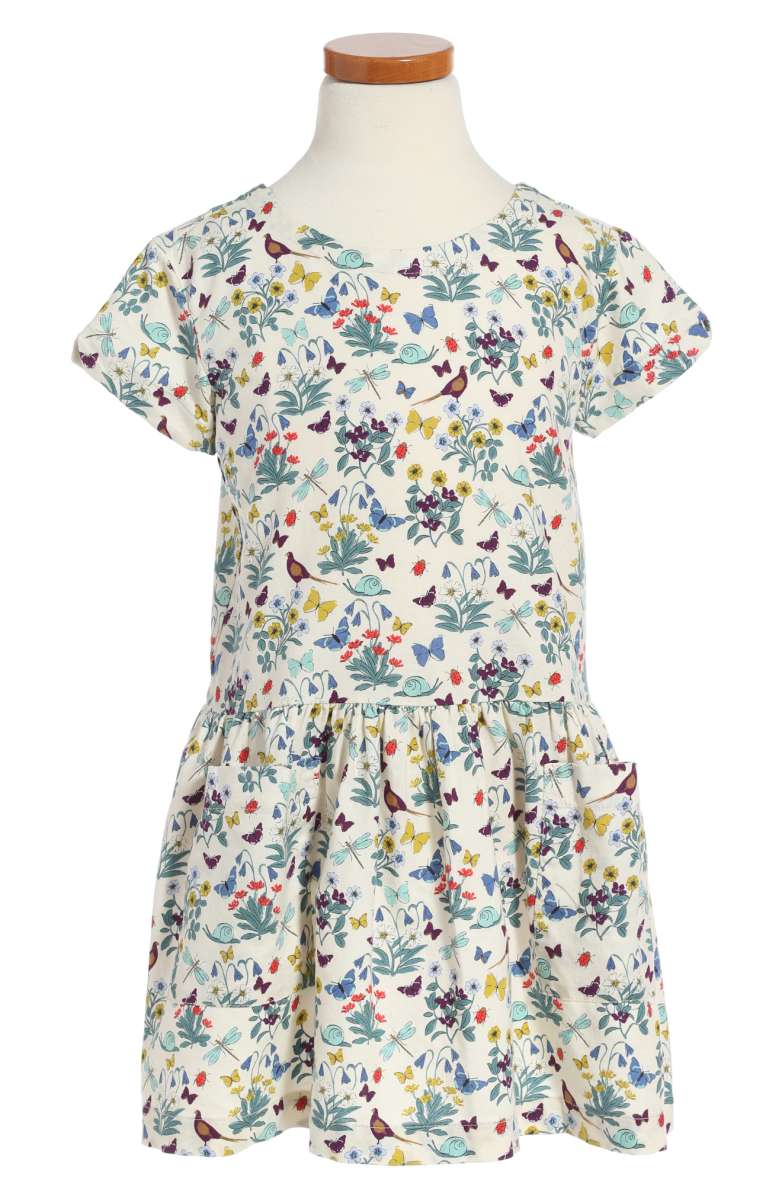 TEA COLLECTION Heather Drop Waist Dress Cream Floral Print Birds Butterflies toddler girls dresses back to school