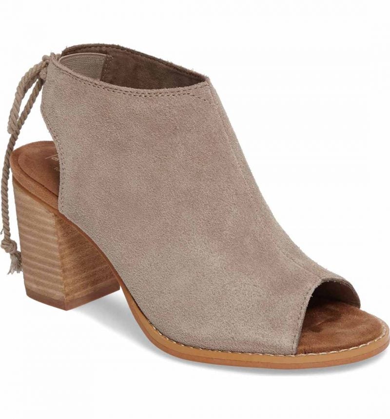 TOMS Elba Peep-Toe Bootie Desert Taupe open toe booties fall 2017