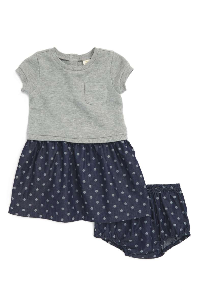 TUCKER + TATE Knit & Woven Dress Grey Medium Heather Dot nordstrom anniversary sale baby girls dresses summer 2017