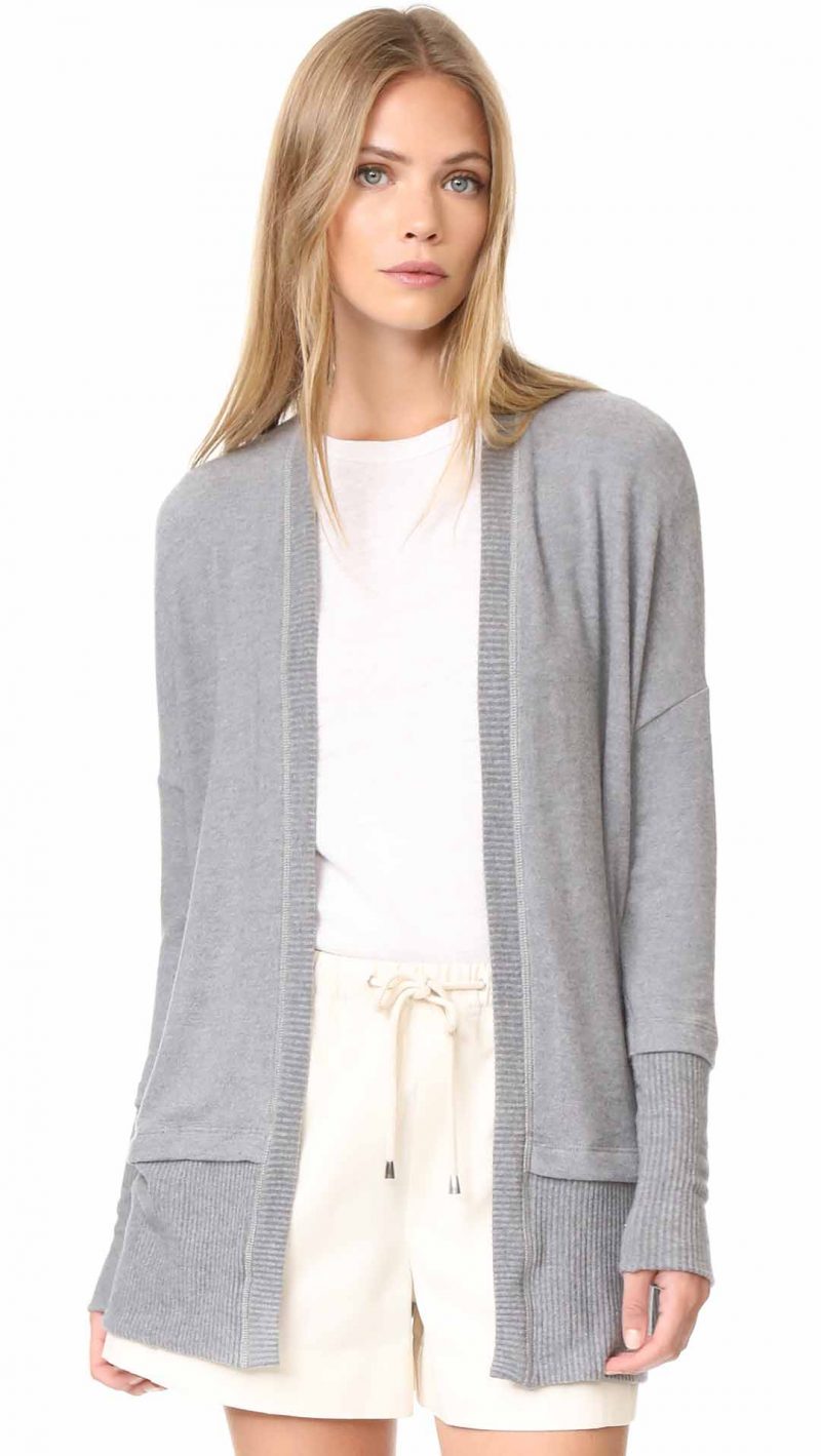 Three Dots Brushed Cardigan Granite lightweight cardigans fall 2017