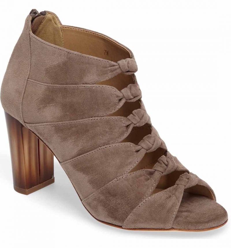 VANELI Betsy Open Toe Bootie Truffle Suede knotted details booties summer fall 2017