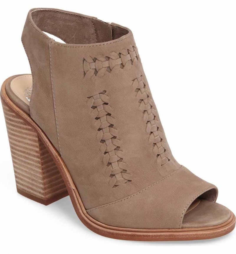 VINCE CAMUTO Katri Woven Bootie Smoke Show Leather open toe booties fall summer 2017