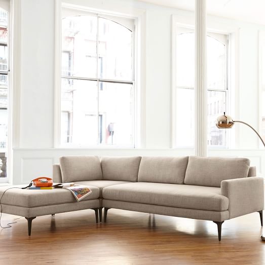 West Elm Andes 3-Piece Chaise Sectional Large Extra Large west elm sofas sale 2017