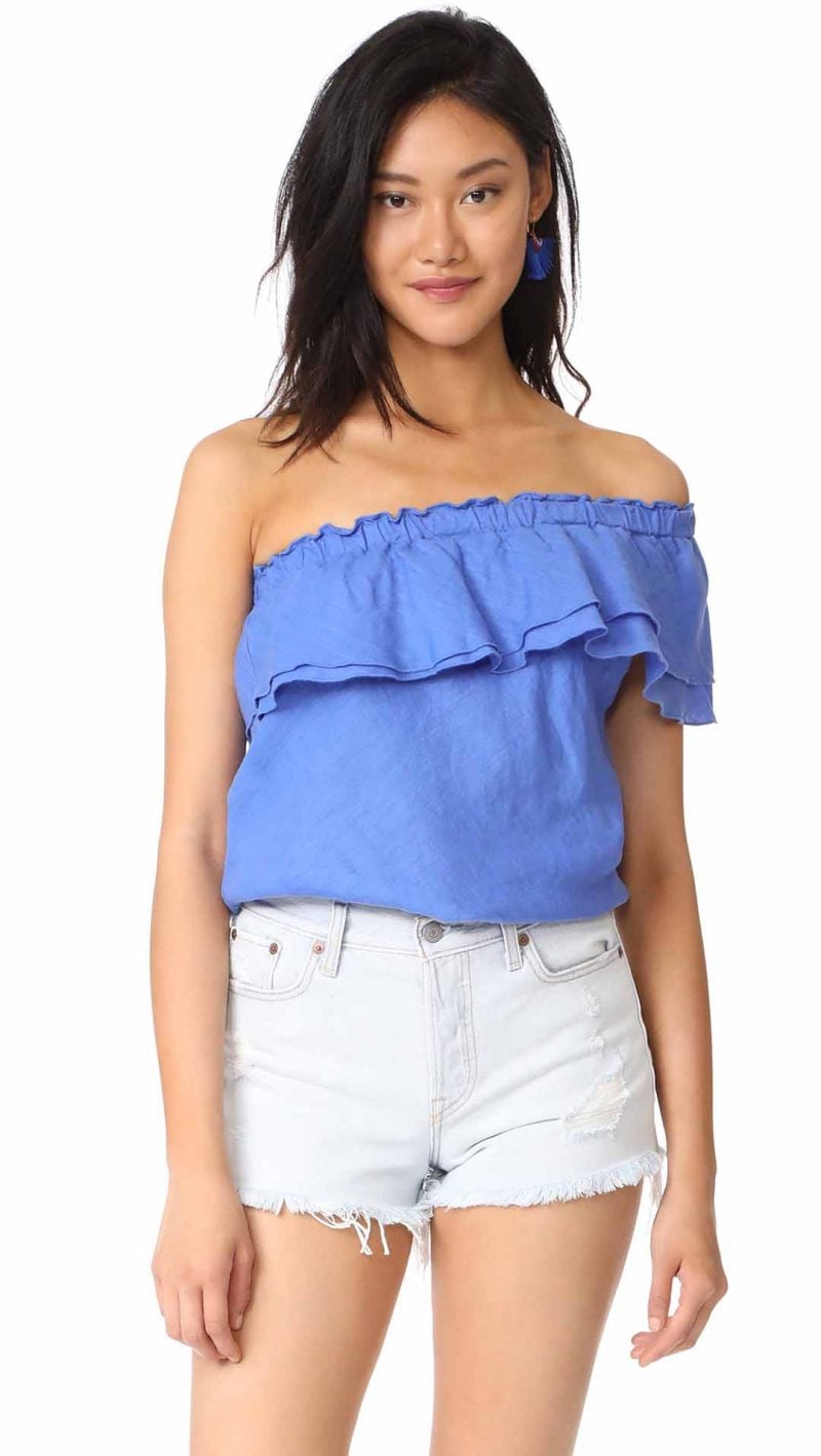 Young Fabulous & Broke YFB Clothing Fountain Top Atlantic Blue one shoulder tops summer 2017