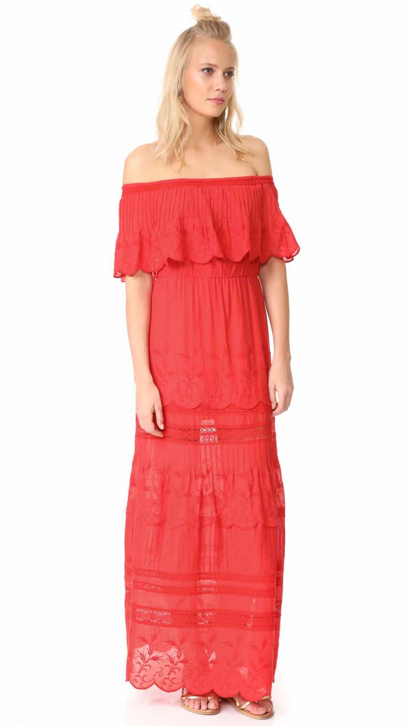 alice + olivia Pansy Embroidered Off Shoulder Boho Dress Poppy embroidered sundresses summer 2017
