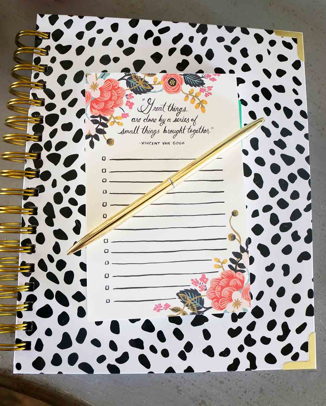 candace rose anderson day designer dot black white planner great things notepad