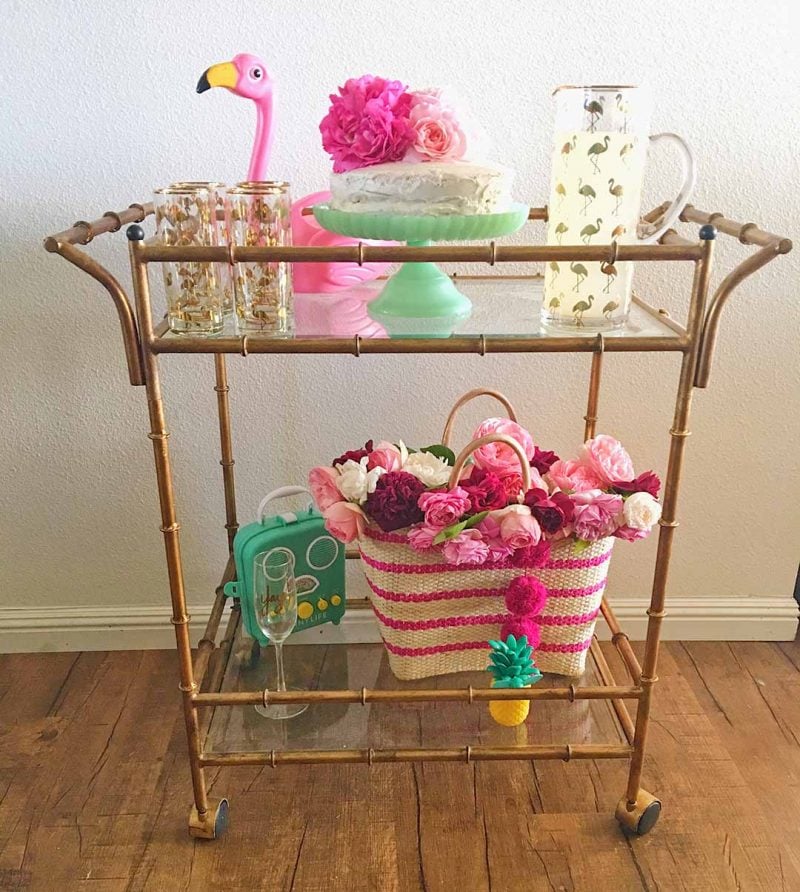 candace rose bar cart flamingo pitcher highball glasses tybee straw tote bag garden roses shopbop promo code