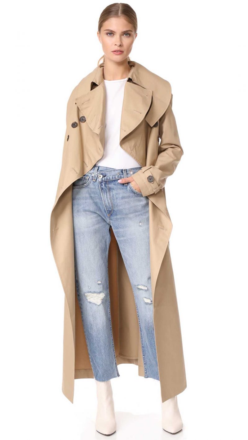 A.W.A.K.E. Long Trench Coat Beige trench coats fall 2017