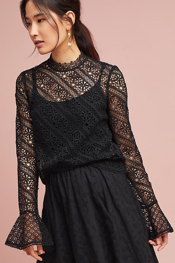 AMUR Maggie Lace Top Black bell sleeve tops fall 2017