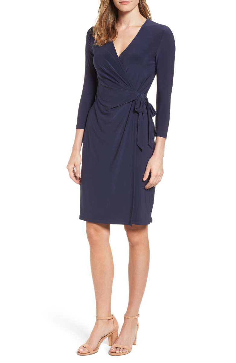 ANNE KLEIN Jersey Faux Wrap Dress Dark Indigo wrap dresses fall 2017