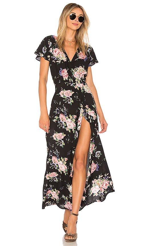 AUGUSTE ELLA WRAP MAXI DRESS Black Floral Print wrap dresses fall 2017 wedding guests