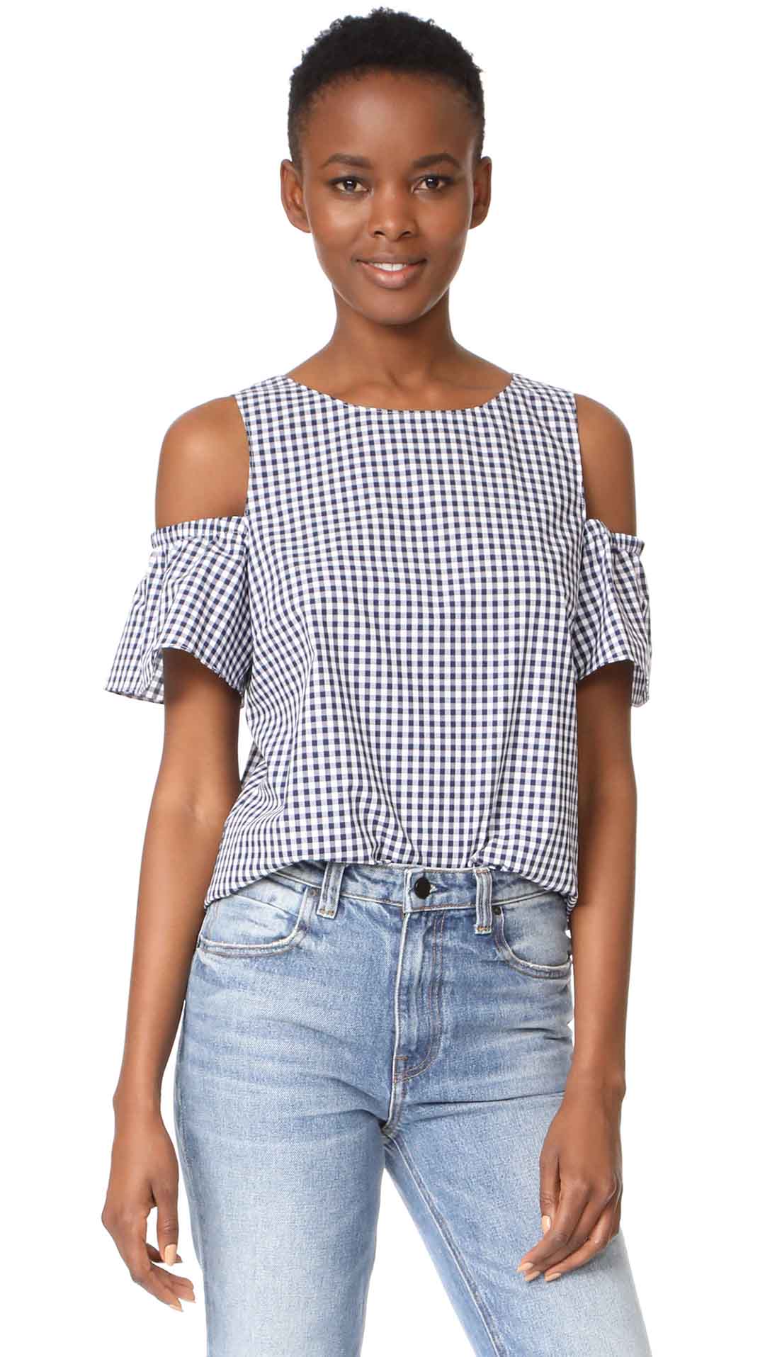 Amanda Uprichard Dryden Top Navy Gingham shopbop labor day sale