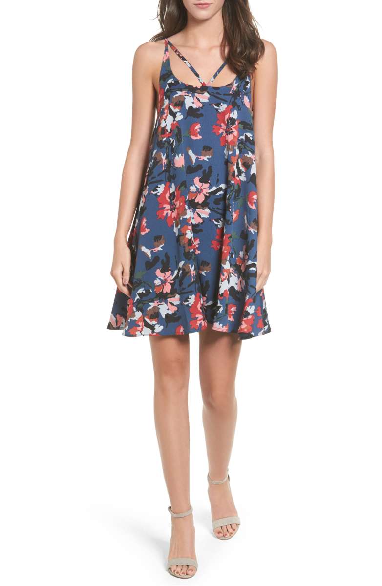 BP. Print Strappy Slipdress Blue Twilight Floral fall 2017
