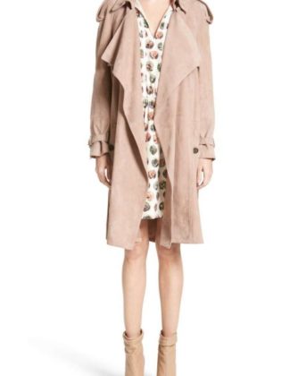 BURBERRY Sanbridges Suede Wrap Trench Coat Pale Antique Rose trench coats fall 2017