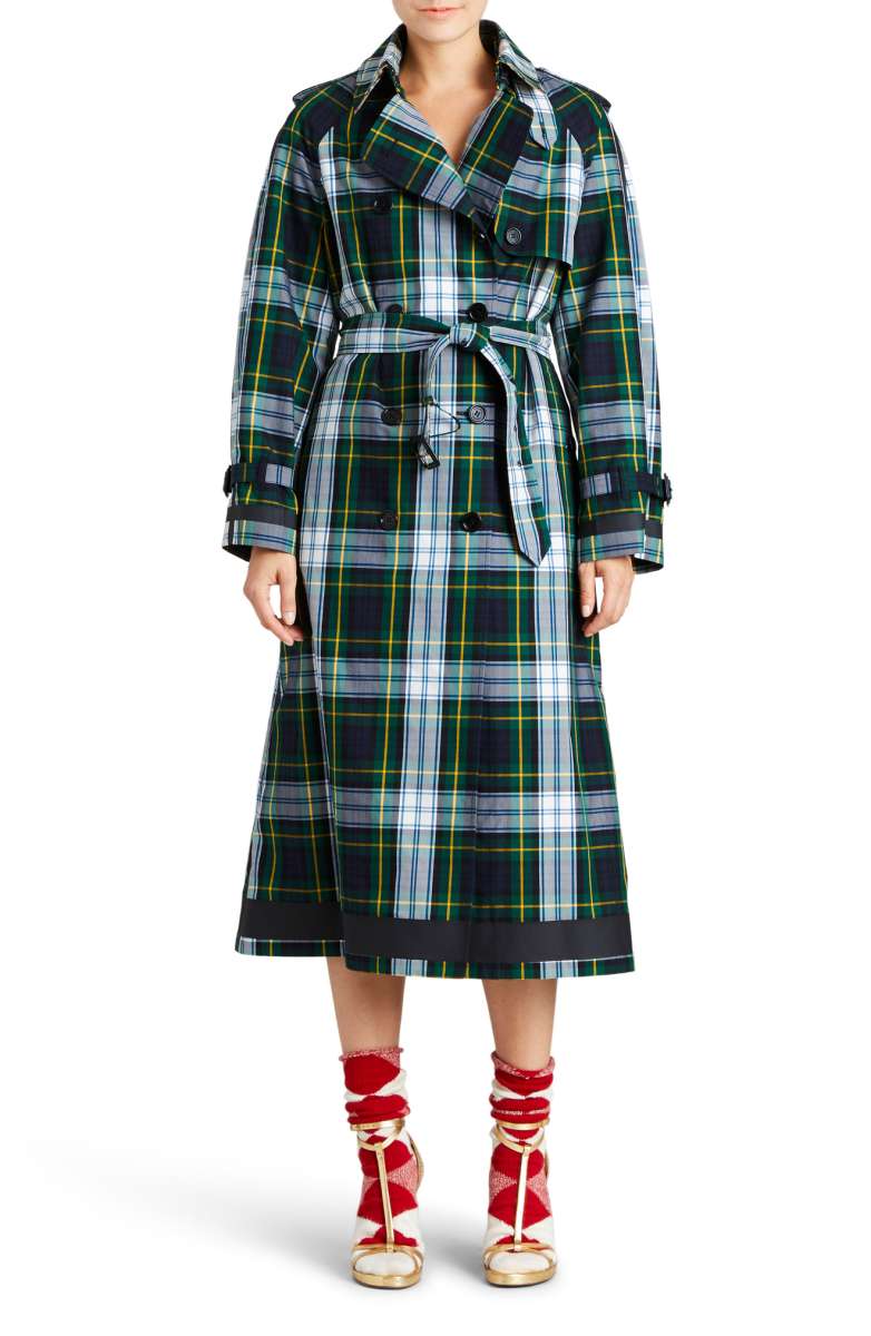 BURBERRY Tartan Cotton Gabardine Trench Coat Ink Blue trench coats fall 2017