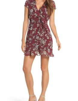 Bardot Floral Flip Faux Wrap Dress Floral Print Ruffles