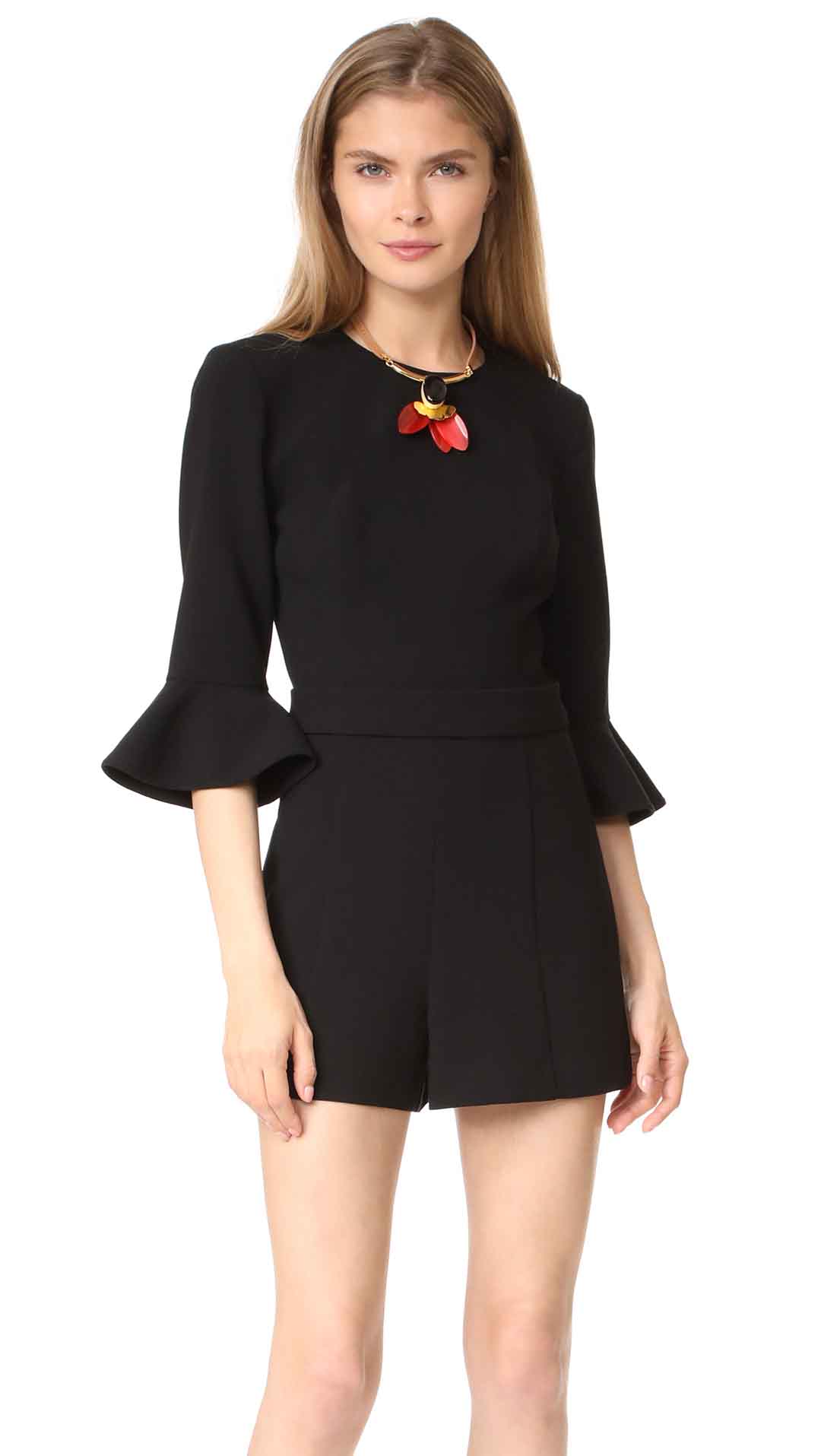 Black Halo Brooklyn Romper Bell Sleeves Black shopbop labor day sale