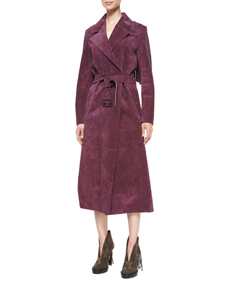 Burberry Long-Sleeve Long Trench Coat Elderberry 