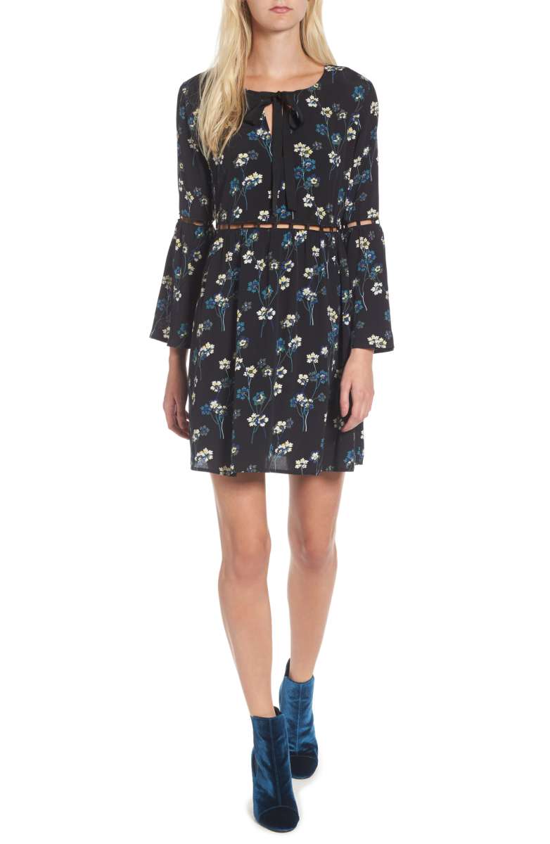 ELLA MOSS Adara Floral Dress black Blue Fall Floral Print dresses