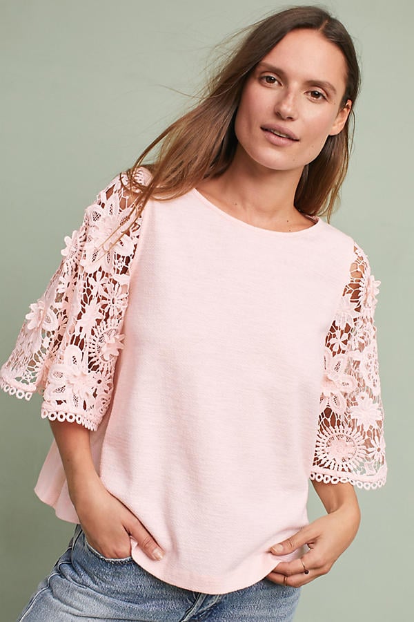 Eri + Ali Samara Lace Top Pink bell sleeve tops fall 2017